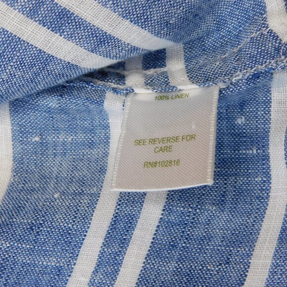 Garnet Hill Linen Long Sleeve Tunic | Blue & White Stripe | Sailor | EUC | Large - Picture 9 of 11